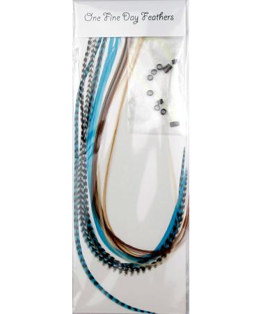 10 feather hair extensions real feathers 22-28 cm with rings/loops (Aqua Naturals)