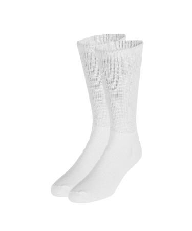 Truform Premiere Diabetic Socks for Men & Women - Medical Crew Length Mid Calf Height White Large - Comfortable & Supportive - Buy Online on GoSupps.com