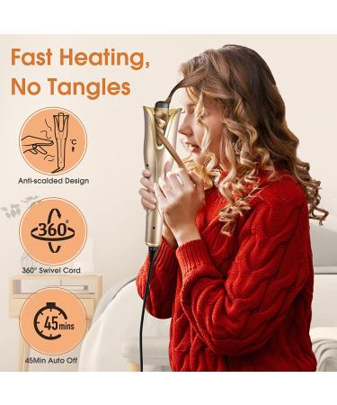 Nityrliv Automatic Hair Curler - Fast Heating Wand for Wavy and Curly Hair - 4 Temps & 3 Timer Settings - Auto Shut-Off - Gold - Buy Online on GoSupps.com