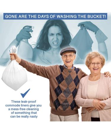 Commode Liners - 100 Strong Portable Toilet Bags - Easy To Use Bedside Commode Liners Disposable - Toilet Liners That Support Dignity of Seniors & Disabled - No More Buckets to Wash - NO Absorbent Pad - Buy Online on GoSupps.com