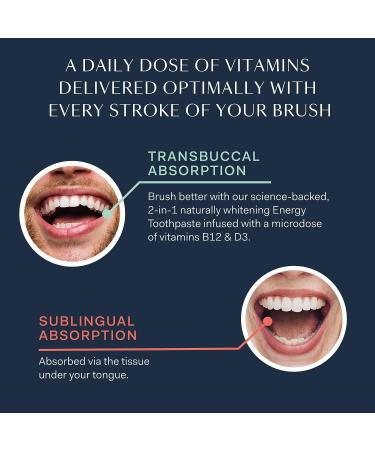 Energy Toothpaste with Vitamin B12 & D3 | Fluoride-Free, SLS-Free | Fresh Breath with Organic Mints | Natural, Vegan, Whitening Toothpaste - Buy Online on GoSupps.com