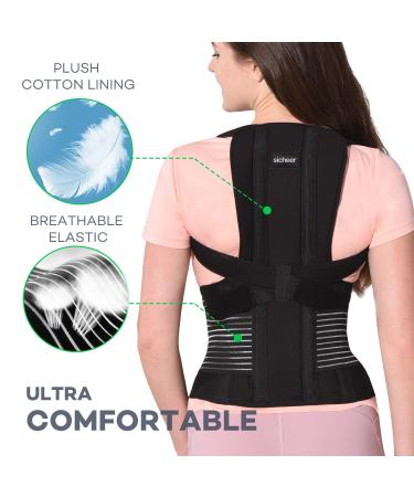 SICHEER Posture Corrector for Women and Men - Medium Size (Waist 34-38 inch) | Back Brace Straightener for Shoulder Support and Neck Pain Relief - Buy Online on GoSupps.com