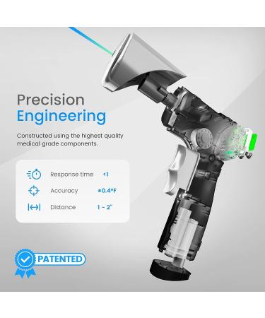 F-Doc Forehead Thermometer v2X Black - Medical Grade Infrared No Touch Temporal Laser Gun for Adults and Kids - Indoor/Outdoor Safe - Non-Contact Touchless - 1s Results - Buy Online on GoSupps.com