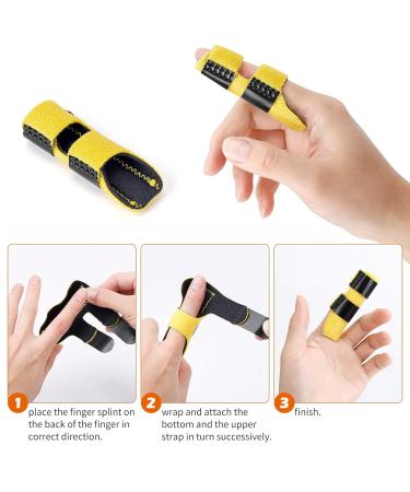 Moicainy 4-Piece Finger Rail Set Medical Finger Splint for Middle Ring Index & Small Fingers Red Bandages for Injury Recovery - Buy Online on GoSupps.com