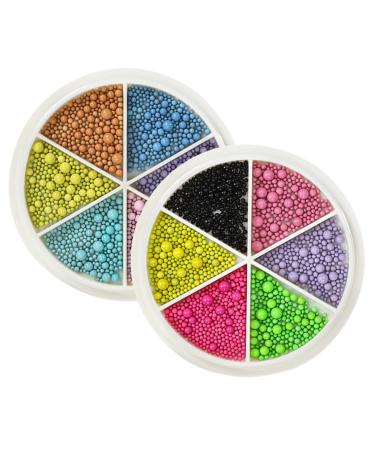 minkissy 2 Boxes Nail Art Macaron Colored Steel Balls Nail Decorations Accessories Mini Miss