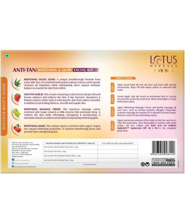 Lotus Herbals Safe Sun Anti Tan Whitening and Glow Facial Kit 60g - Single Use - Buy Online on GoSupps.com