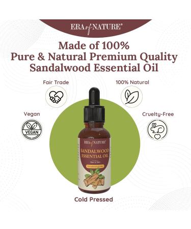 Sandalwood Essential Oil - 100% Pure & Organic | Aromatherapy Skincare Hair Care | 1 fl oz (30ml - Buy Online on GoSupps.com