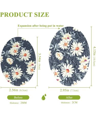 3-Pack Cleaning Kitchen Sponges Oval Watercolor Daisy Flowers Kitchen Cellulose Dishwashing Wood Pulp Cotton - Buy Online on GoSupps.com