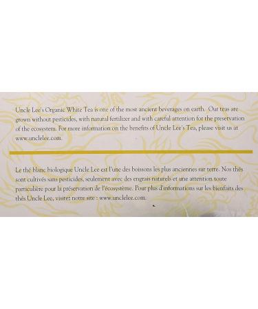 Uncle Lee's Organic White Tea - 100 Natural Premium Tea Bags | Light & Delicate Flavor | Use for Hot or Iced Tea | 2 Pack - 100 Tea Bags per Box - Buy Online on GoSupps.com
