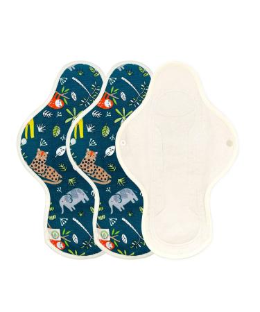 think ECO Printed Absorbent Type Pad 3p Organic Reusable Cotton Pads Menstrual Pads Sanitary Napkins Many Pattern 3 Pads. (Zoo Day pad Plus)