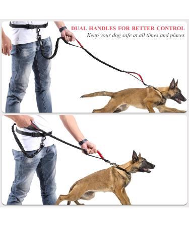 Vivaglory Free-Handed Dog Leash - Padded Handles & Anti-Shock Bungee - Reflective Waist Leash for Jogging - Fits Waist 65-112cm - Perfect for Medium & Large Dogs - Black/Red - Buy Online on GoSupps.com