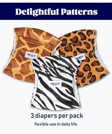 Micoooyo Washable Abdominal Bandage for Male | Reusable Dog Diapers | Suctionable Dog Wrap with Adjustable Closure | Medium (3-Pack) - Wild Africa 33-40.6cm Waist - Buy Online on GoSupps.com