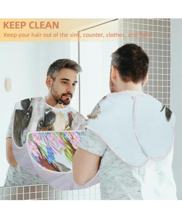 Beard Bib Apron for Men - Non-Stick Waterproof Hair Catcher Cape | Ideal for Shaving & Grooming - Cow Butterfly Flower Design - Buy Online on GoSupps.com