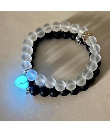 Oralgos Matching Crown Pearl Bracelets for Couples - Heart-Charm Magnetic Bracelet Set for Friends & Girlfriend - Buy Online on GoSupps.com