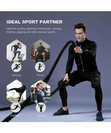 MEETYOO Men's 5-Piece Compression Set - Black Small, Long Sleeve Shirt, Athletic Shorts, Running Jacket - Buy Online on GoSupps.com