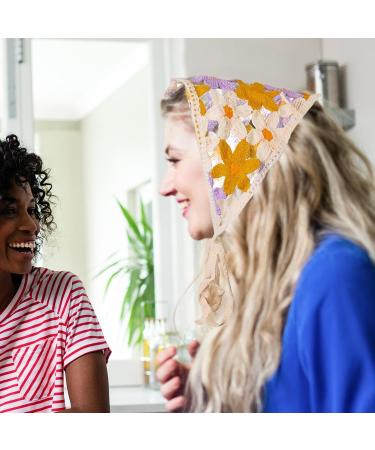 Knit Headbands For Women | Floral Crochet Head Scarf Bandanas Headbands - Bandana Headband Tie Knitted Headscarf Hair Bandanas For Women Girls Head Kerchief B One Size - Buy Online on GoSupps.com