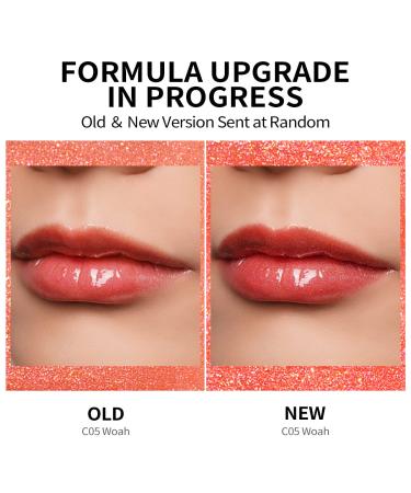 Oulac Coral Lip Stain: Glitter Lip Gloss for Lip Care | Vegan & Cruelty-Free | C05 Woah Coral with Pink and Golden Sparkle - Buy Online on GoSupps.com