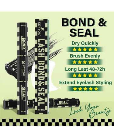 Lash Bond and Seal - KEYYOU Waterproof Lash Glue for Longevity | 10ML Bond & Seal Cluster Mascara | Black - 5ml + 5ml - Buy Online on GoSupps.com