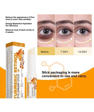 FCYADDQ Eye Serum Eye Cream Turmeric & Retinol Eye Cream Stick Anti-Aging & Lightening Dark Circles Reduce Fine Lines for All Skin Types - Buy Online on GoSupps.com