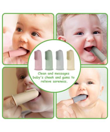 Haakaa Baby Finger Toothbrush 2 Pack - Soft Food Grade Silicone for Training Teething and Oral Cleaning - Pea Green - Ages 0 Months - Buy Online on GoSupps.com