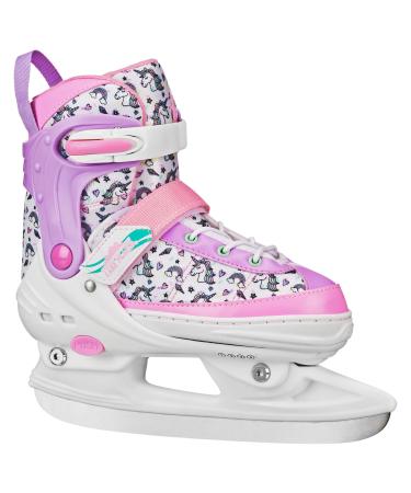 Lake Placid Monarch Adjustable Ice Skates for Beginners, Kids, Boys and Girls Mini Unicorn Small (11-1)