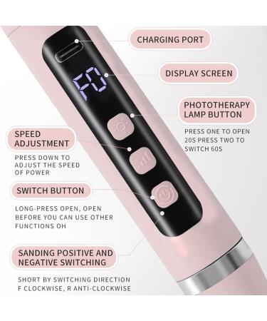 Electric Nail File 2 in 1 Polishing with Light Nail Drill Nail Polisher Nail Polish Remover for Acrylic Nails False Nails Gel Nails Dip Nail and Artificial Nails - Buy Online on GoSupps.com