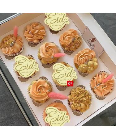 6 Eid Mubarak Cupcake Disc Toppers Gold Eid Cupcake Discs Eid Cake Toppers Eid Gift Tags Gift Wrapping Eid Gift Charms Eid Cake Decorations. - Buy Online on GoSupps.com