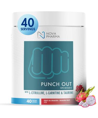 Nova Pharma Punch Out Pre Workout Powder L-Carnitine and Antioxidant-Rich Pre Workout Supplement Boost Stamina and Endurance for Gym Training and Workouts - 40 Servings (Dragon Fruit)