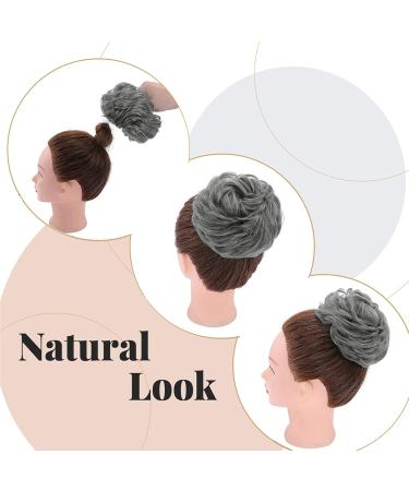Silk-Co Hair Part with Rubber Band - Wavy Soft Dutt Hair Extensions | 45g Dark Gray Curly Messy Bun Updos - Buy Online on GoSupps.com