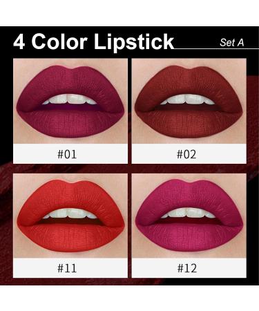  EONFAVE 24 Hours Lipstick 4 Colors Waterproof Matte Velvet Non Adhesive Cigarette Case Silky Texture Highly Pigmented Lipstick for Women Girls - Buy Online on GoSupps.com