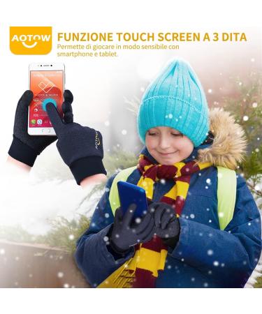 Shop Aotow Kids Winter Gloves - Touchscreen Waterproof Windproof Thermo Fleece for Cycling & Running (Ages 4-12) - Buy Online on GoSupps.com