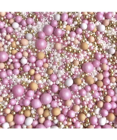 Pink gold white beige pastel Mother s Day sprinkles for cupcakes cakes toppers pearls edible metallic chocolate balls cake decoration baking baby girl baby shower PINK CHAMP