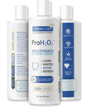 ProH2O2 Natural Mouthwash Salt Swish & Tooth Repair by Thrival Labs Press Top Dispensing 16 Fluid Ounces 16 Fl Oz - Buy Online on GoSupps.com