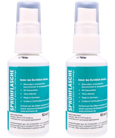 ActiveSOL Glasses Cleaner for Sunglasses - 2 x 50ml Spray Bottles - Streak-Free Shine Neutral Fragrance - Made in Germany - Buy Online on GoSupps.com