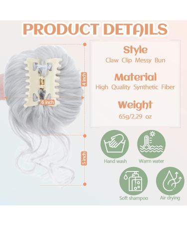 S-Noilite Tousled Updo Claw Clip Hair Bun - Silver Grey Synthetic Curly Wavy Scrunchies for Women - Buy Online on GoSupps.com