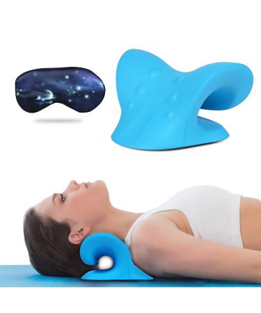 Neck and Shoulder Relaxer, Neck Stretcher for Pain Relief Cervical Traction Device Pillow for Tmj Relief and Muscle Relax Cervical Spine Alignment Blue B