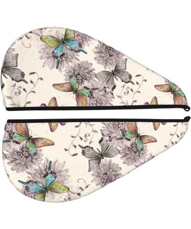 Flying Butterflies Microfiber Hair Towel - Soft Super Absorbent Wrap for Long Curly & Thick Hair | Quick Dry Coral Velvet Cap for Women - Buy Online on GoSupps.com