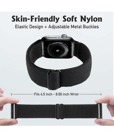 Arae Stretchy Watch Band Compatible for Apple Watch Band 45mm 44mm 42mm Comfortable Adjustable Sport Band for iWatch Series 7 6 5 4 SE 3 2 1 Women Men Black 42/44/45mm - Buy Online on GoSupps.com