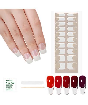 U-Shinein UV Gel Strips Semi-Cured Nail Wraps Self-Adhesive Gel Nail Strips French Gel Nail Stickers Full Wraps Manicure Nail Art Nail Decoration Long Lasting Nail Design Wraps 02