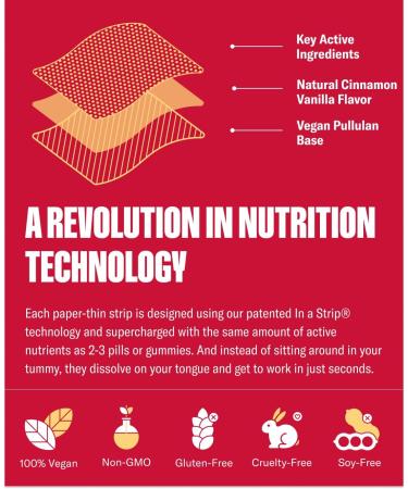 NuStrips Fast-Dissolving Energy Strips with 50mg Caffeine L-Theanine & Vitamin B12 Instant Energy & Focus Without Jitters or Crash Works Faster Than Coffee Soothing Cinnamon (30 Strips) - Buy Online on GoSupps.com