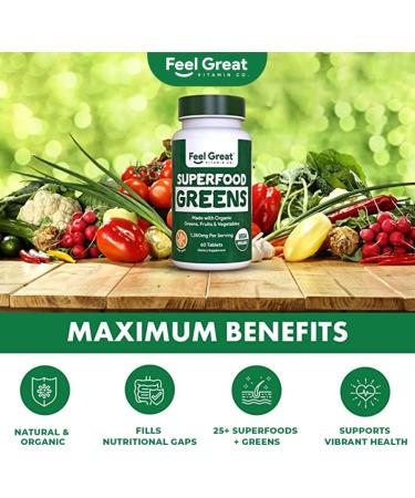 Feel Great Vitamin Co. Superfood Greens - Organic Fruits and Veggies Supplement - Buy Online on GoSupps.com