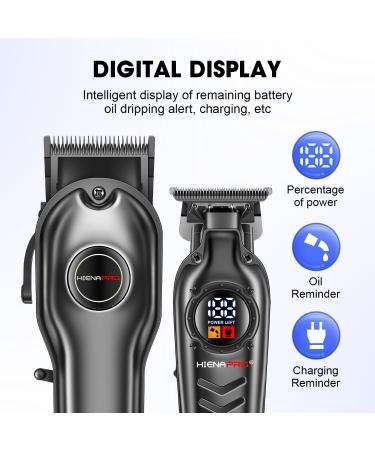 Professional Hair Clippers Set for Men - Cordless USB Rechargeable Barber Kit with LED Display - Perfect Hair Cutting Gifts (Black - Buy Online on GoSupps.com
