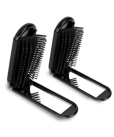 2 pieces travel hairbrush with mirror foldable hairbrush pocket wet brush folding hair massage comb compact black hairbrush mini pockets hair ridge for women men women - Buy Online on GoSupps.com