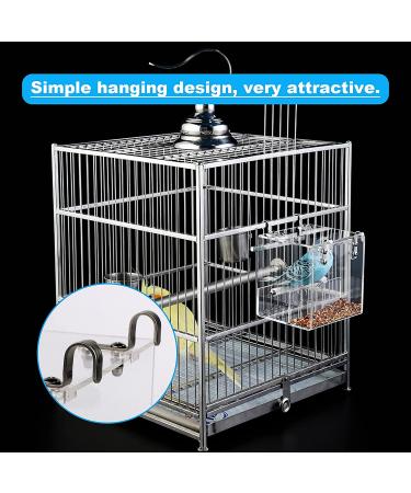 Acrylic Bird Feeder for Cage - Automatic Seed Container & Water/Food Holder - No Mess Solution for Parrot Parakeets - 6.4 x 6.4 - Buy Online on GoSupps.com