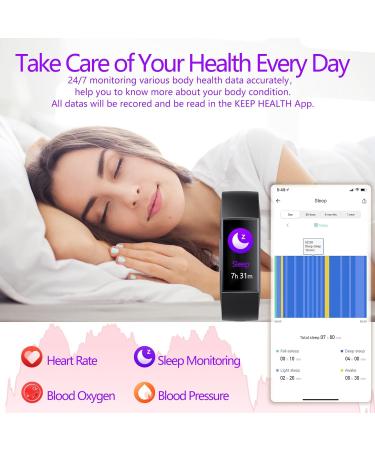 Activity Tracker for Men & Women | 1.1'' AMOLED Screen Fitness Watch with Heart Rate Blood Pressure Sleep Monitor & Calorie Tracking | Smart Band for Android & iPhone - C67 Schwarz - Buy Online on GoSupps.com