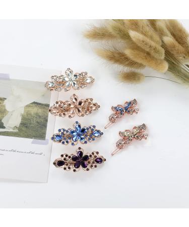 6 Pack Fancy Floral Butterfly Jeweled Hair Clips for Women and Girls - Buy Online on GoSupps.com