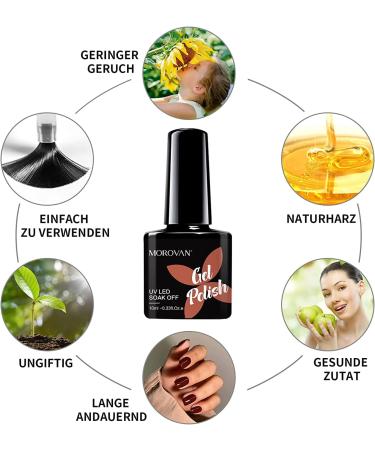 Morovan Gel Nail Polish Set: Glitter Orange Gold Dark Brown Gel Polish Set 6 Colors Autumn Nail Polish Gel Soak Off U V LED Nail Varnish Christmas Nail Art Manicure Gift Kit Sunset Boulevard - Buy Online on GoSupps.com