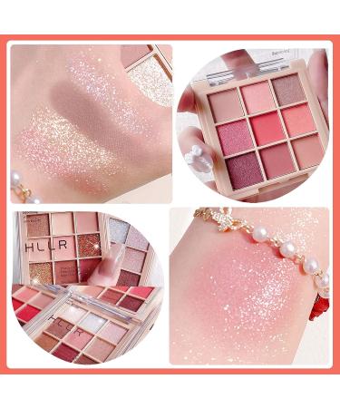9 Color Glitter Matte Eyeshadow Palette - Pink Nude Red Cream Shimmer Eye Makeup Palette - Waterproof Long-Lasting Korean Eye Makeup - Mothers Day Gift (03 Pink) - Buy Online on GoSupps.com