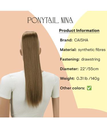 CAISHA 22 Straight Light Brown Hairpiece Ponytail Extension | Heat-Resistant Synthetic Fiber | PH505 Light Brown #6 - Buy Online on GoSupps.com