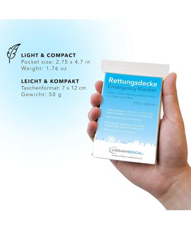 URBAN MEDICAL Premium Rescue Blanket 5-Pack | Waterproof Emergency Film | Gold/Silver | 210x160cm | Cold & Heat Protection | Car Accessories - Buy Online on GoSupps.com